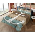 thumbnail image 1 of Ambesonne Anchor Fitted & Top Sheet Set with Shams, Grunge Marine Wooden Plank, Multicolor, 1 of 4