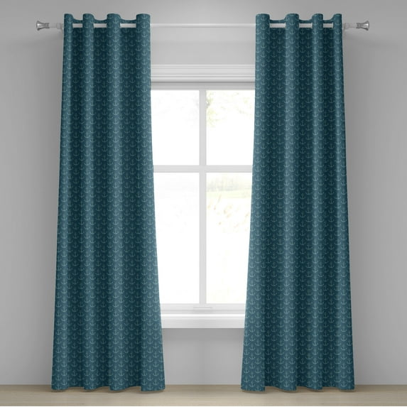 Ambesonne Anchor Grommet Curtain, Anchors, 50" x 72", Petrol Blue Sky Blue