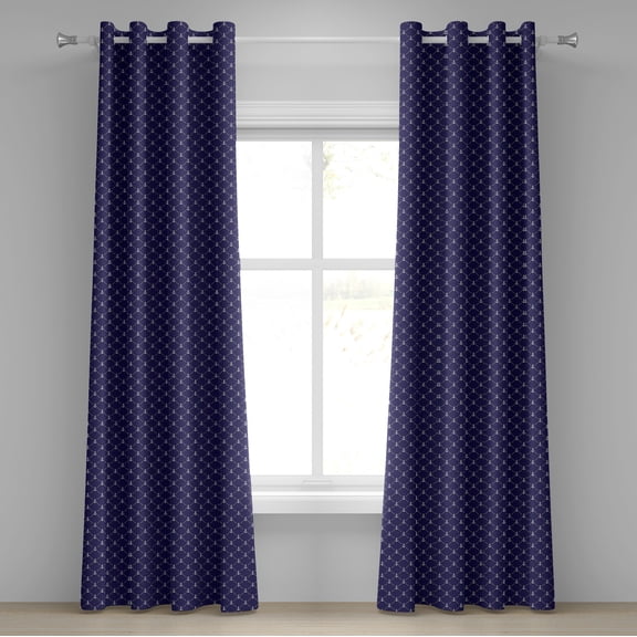 Ambesonne Anchor Grommet Curtain, Chain, 50" x 72", Royal Blue White