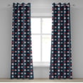 thumbnail image 1 of Ambesonne Anchor Grommet Curtain, Marine Ship Helm Design, 50" x 96", Night Blue Vermilion, 1 of 6
