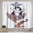thumbnail image 1 of Ambesonne Anchor Kitchen Curtains, Monochrome Mermaid Motif, 55"x39", Navy Blue and White, 1 of 3