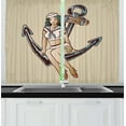 thumbnail image 1 of Ambesonne Anchor Kitchen Curtains, Sailor Pinup Girl Motif, 55"x39", Multicolor, 1 of 2
