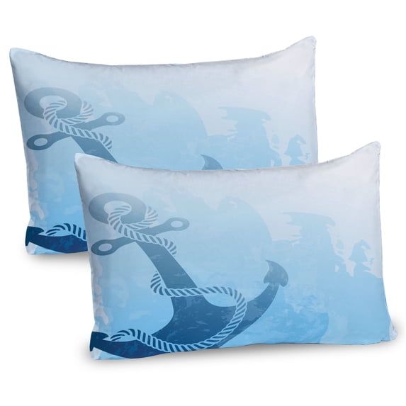Ambesonne Anchor Pillow Sham 2 Pack, Nautical Deep Sea Bottom, 30"x20", Pale Blue