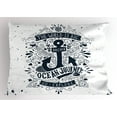 thumbnail image 1 of Ambesonne Anchor Pillow Sham, Adventure Exploration, 26" X 20", Dark Blue and White, 1 of 2