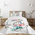 thumbnail image 1 of Ambesonne Anchor Quilted Bedspread Set 2 Pcs, Spring Blossoms Feathers, Twin Size, Brown Pale Pink, 1 of 5