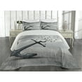 thumbnail image 1 of Ambesonne Anchor Quilted Coverlet 3 Pcs, Flying Seagulls Grey, King Size, Grey, 1 of 4