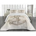 thumbnail image 1 of Ambesonne Anchor Quilted Coverlet 3 Pcs, Navy Summer Holiday, Queen Size, Brown Cream, 1 of 4