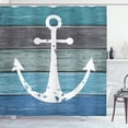 thumbnail image 1 of Ambesonne Anchor Shower Curtain, Marine Ornament and Planks, 69"Wx84"L, Blue and Sage Green, 1 of 5