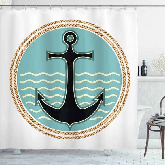Ambesonne Anchor Shower Curtain, Nautical Design, 69"Wx70"L, Multicolor
