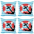 thumbnail image 1 of Ambesonne Anchor Throw Pillow Cover 4 Pack, Anchor Design, 16", Sky Blue Red Black, 1 of 5