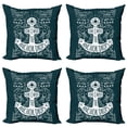 thumbnail image 1 of Ambesonne Anchor Throw Pillow Cover 4 Pack, Hand Drawn Hipster, 20", Dark Blue White, 1 of 7