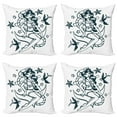 thumbnail image 1 of Ambesonne Anchor Throw Pillow Cover 4 Pack, Pin-up Girl Sailor Suit, 18", Teal and White, 1 of 7