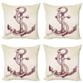 thumbnail image 1 of Ambesonne Anchor Throw Pillow Cover 4 Pack, Realistic Marine Design, 18", Dark Mauve Cream, 1 of 6