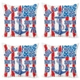 thumbnail image 1 of Ambesonne Anchor Throw Pillow Cover 4 Pack, Vintage Anchor Design, 24", Blue Red White, 1 of 6