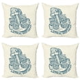thumbnail image 1 of Ambesonne Anchor Throw Pillow Cover 4 Pack, Vintage Nautical Sea, 18", Blue Cream, 1 of 7