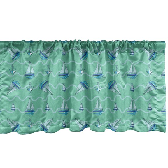 Ambesonne Anchors Window Valance, Ocean Life Inspirations Art, 42" x 12", Seafoam Pale Blue