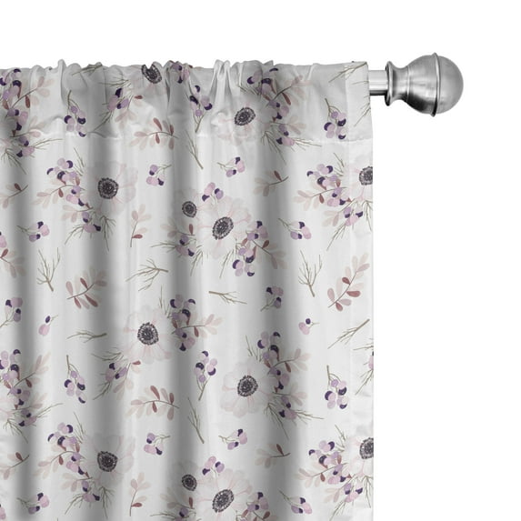 Ambesonne Anemone Flower Curtains, Bridal Romantic, Pair of 28"x84", Pale Pink Purple Lilac