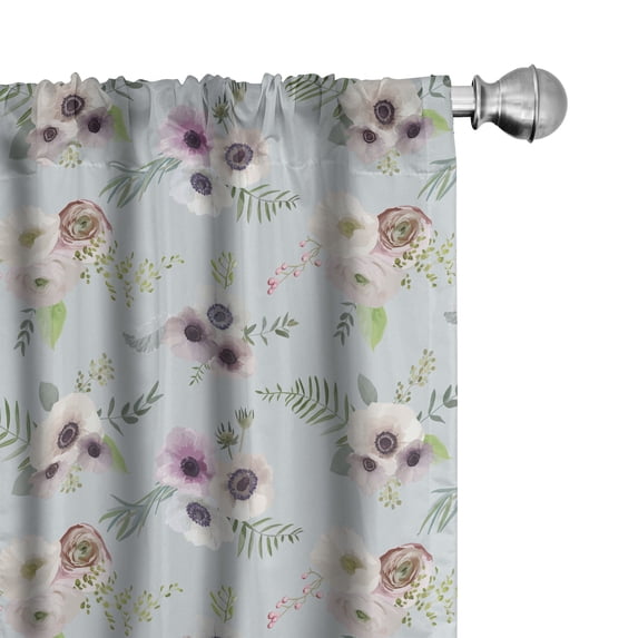 Ambesonne Anemone Flower Curtains, Shabby Bridal, Pair of 28"x63", Multicolor
