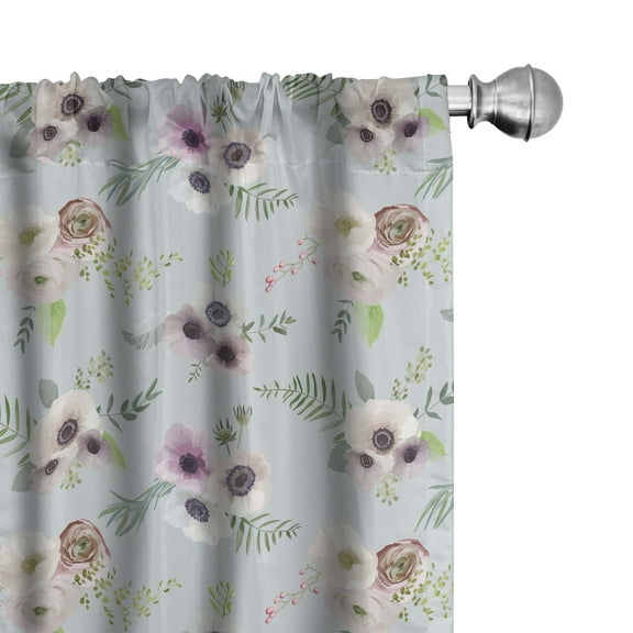 Ambesonne Anemone Flower Curtains, Shabby Bridal, Pair of 28"x95", Multicolor