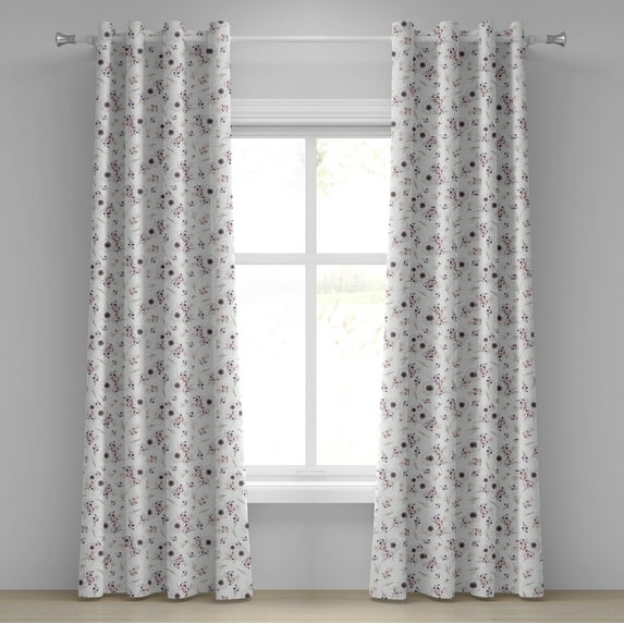 Ambesonne Anemone Flower Grommet Curtain, Bridal Romantic, 50" x 84", Pale Pink Purple Lilac