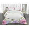 thumbnail image 1 of Ambesonne Anemone Flower Quilted Bedspread Set 3 Pcs, Summer Flora, Queen Size, Pink Pale Blue Green, 1 of 5