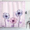 thumbnail image 1 of Ambesonne Anemone Flower Shower Curtain, Retro Buds Field, 69"Wx75"L, Pale Blue Pale Pink, 1 of 3
