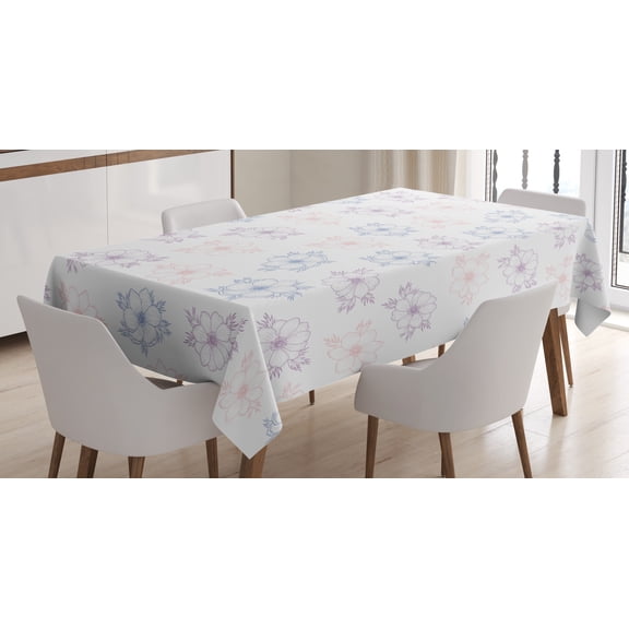 Ambesonne Anemone Flower Tablecloth Rectangular Table Cover, Bridal Corsage, 60"x84", Dried Rose Slate Blue