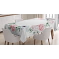 thumbnail image 1 of Ambesonne Anemone Flower Tablecloth Rectangular Table Cover, Delicate Leaves, 52"x70", Almond Green Pale Pink, 1 of 3