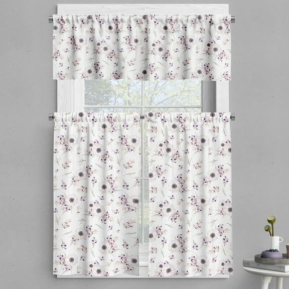 Ambesonne Anemone Flower Valance & Curtain, Bridal Romantic, 55"x45", Pale Pink Purple Lilac
