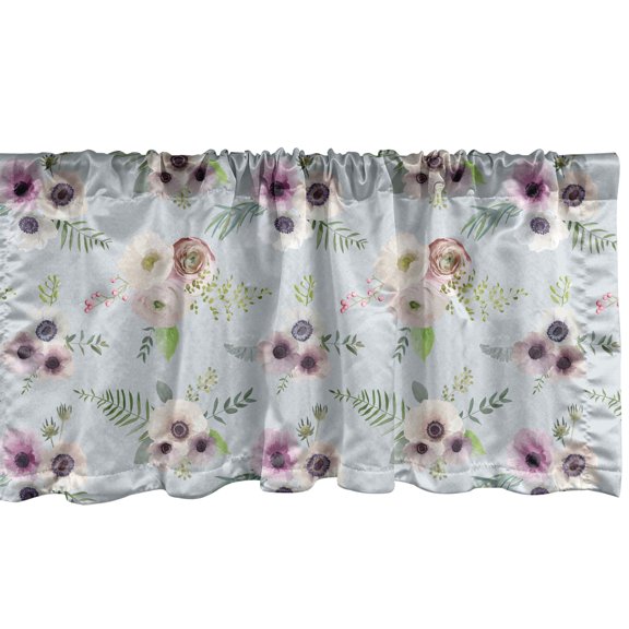 Ambesonne Anemone Flower Window Valance, Shabby Bridal, 54" X 12", Multicolor