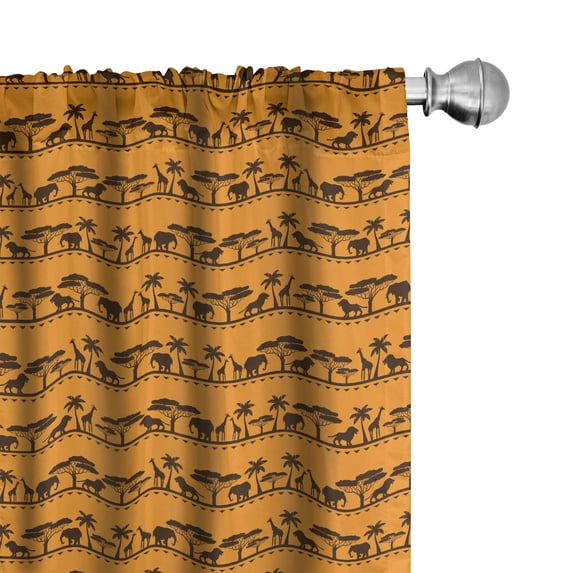Ambesonne Animal 4-Panel Curtains, Bicolour Animal, 56"x63", Marigold Brown