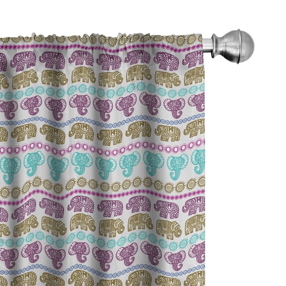 Ambesonne Animal 4-Panel Curtains, Tribal, 56"x84", Pearl Multicolor