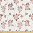 thumbnail image 1 of Ambesonne Animal Art Fabric by the Yard Upholstery, Cartoon Style Piglets, 3 Yards, White and Blush, 1 of 1