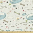 thumbnail image 1 of Ambesonne Animal Art Fabric by the Yard Upholstery, Dog Supply Pet Pattern, 2 Yards, Pale Teal and Mint Green, 1 of 5