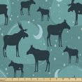 thumbnail image 1 of Ambesonne Animal Art Fabric by the Yard Upholstery, Elk Moose Silhouettes, 2 Yards, Turquoise Dark Teal, 1 of 5