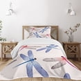 thumbnail image 1 of Ambesonne Animal Art Quilted Bedspread Set 2 Pcs, Dragonfly Wings Art, Twin Size, Pink Blue, 1 of 3