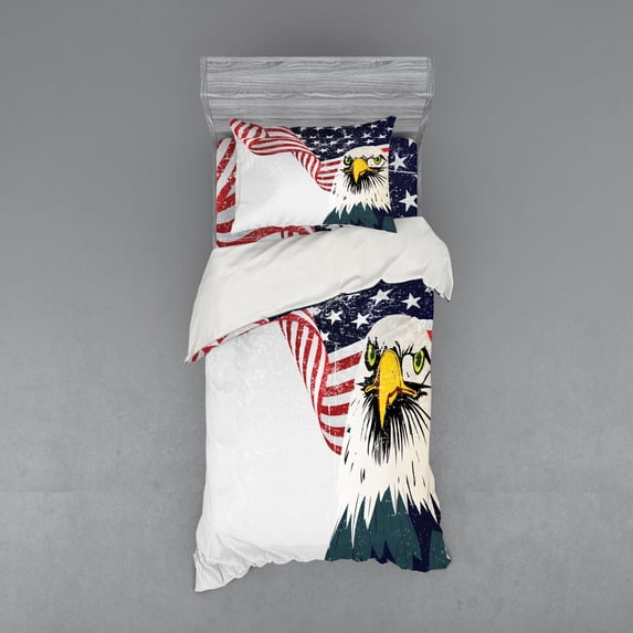 Ambesonne Animal Bedding Set 3 Pcs, 4th of July Country, Twin, Multicolor