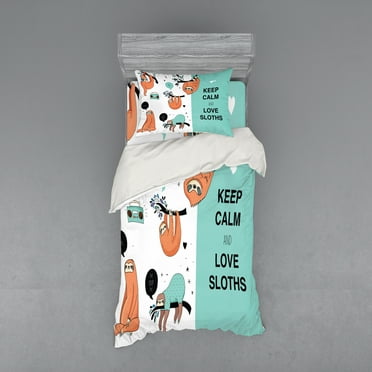 Ambesonne Animal Bedding Set 3 Pcs, American Sloth Tribe, Twin XL, Multicolor