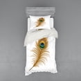 thumbnail image 1 of Ambesonne Animal Bedding Set 3 Pcs, Exotic Peacock Wild Bird, Twin, Mustard Green Navy, 1 of 3