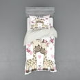 thumbnail image 1 of Ambesonne Animal Bedding Set 3 Pcs, Giraffes and Hearts, Twin XL, White Grey Pink, 1 of 2