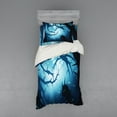 thumbnail image 1 of Ambesonne Animal Bedding Set 3 Pcs, Night Forest Halloween, Twin XL, Navy White, 1 of 2
