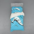 thumbnail image 1 of Ambesonne Animal Bedding Set 3 Pcs, Ocean Whales Hand Drawn, Twin XL, White and Blue, 1 of 3