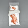 thumbnail image 1 of Ambesonne Animal Bedding Set 3 Pcs, Savannah Themed Watercolor, Twin XL, Orange and White, 1 of 3