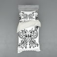 thumbnail image 1 of Ambesonne Animal Bedding Set 3 Pcs, Swirled Wing with Flower, Twin, White and Black, 1 of 2