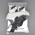 thumbnail image 1 of Ambesonne Animal Bedding Set 4 Pcs, Bald Eagle Swoop Sketchy, Queen, Black Pale Grey, 1 of 2