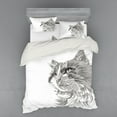 thumbnail image 1 of Ambesonne Animal Bedding Set 4 Pcs, Cat Portrait Kitten, Queen, Grey White, 1 of 3