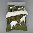 thumbnail image 1 of Ambesonne Animal Bedding Set 4 Pcs, Farm Life with Goats, Queen, White Green, 1 of 3