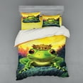 thumbnail image 1 of Ambesonne Animal Bedding Set 4 Pcs, Frog Prince with Crown, Queen, Green Yellow, 1 of 3