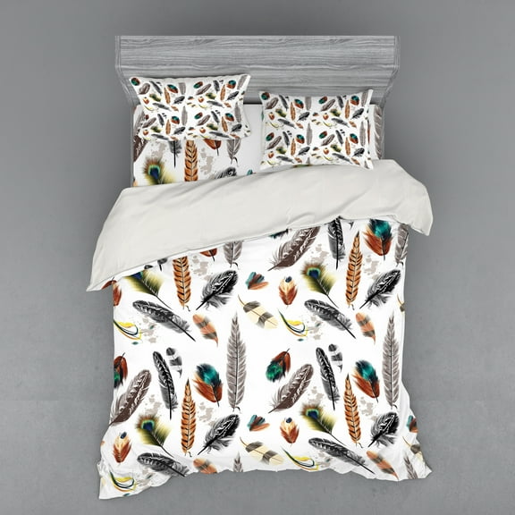Ambesonne Animal Bedding Set 4 Pcs, Vivid Feathers Vivid Art, Queen, Multicolor