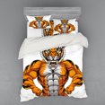 thumbnail image 1 of Ambesonne Animal Bedding Set 4 Pcs, Wildlife Savannah Tiger Art, Queen, Pale Grey and Marigold, 1 of 2